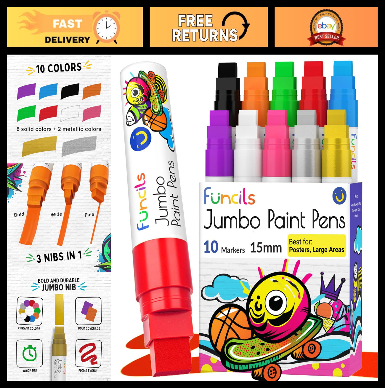 - 15mm Fat Permanent Pens For Canvas, Rock, Wood,