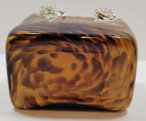 Borsa a mano vintage stile vetro artistico 7" conchiglia tartaruga soffiata a mano - Foto 6 di 9