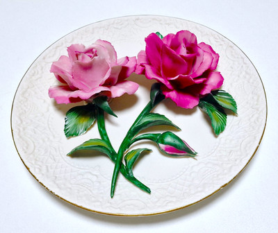 Franklin Mint Heirloom Porzellan Wand/Prunkteller - ''The Roses Of Capodimonte''
