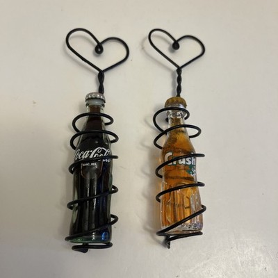 Coca Cola Orange Crush Miniature Bottles Heart Shaped Wire Hangers (Read)