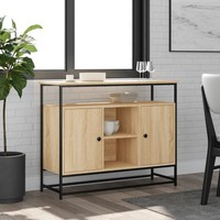 Sideboard Kommode Sonoma-Eiche 100X35X80 Cm Holzwerkstoff Wohnzimmer