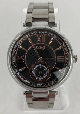 Burgi BUR175SSB 40mm Silver Tone Quartz Watch w/Bracelet & New Battery