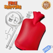 2L Enema Bag Kit Colon Cleansing Set 60in Hose 2 Tips Flow Control Red