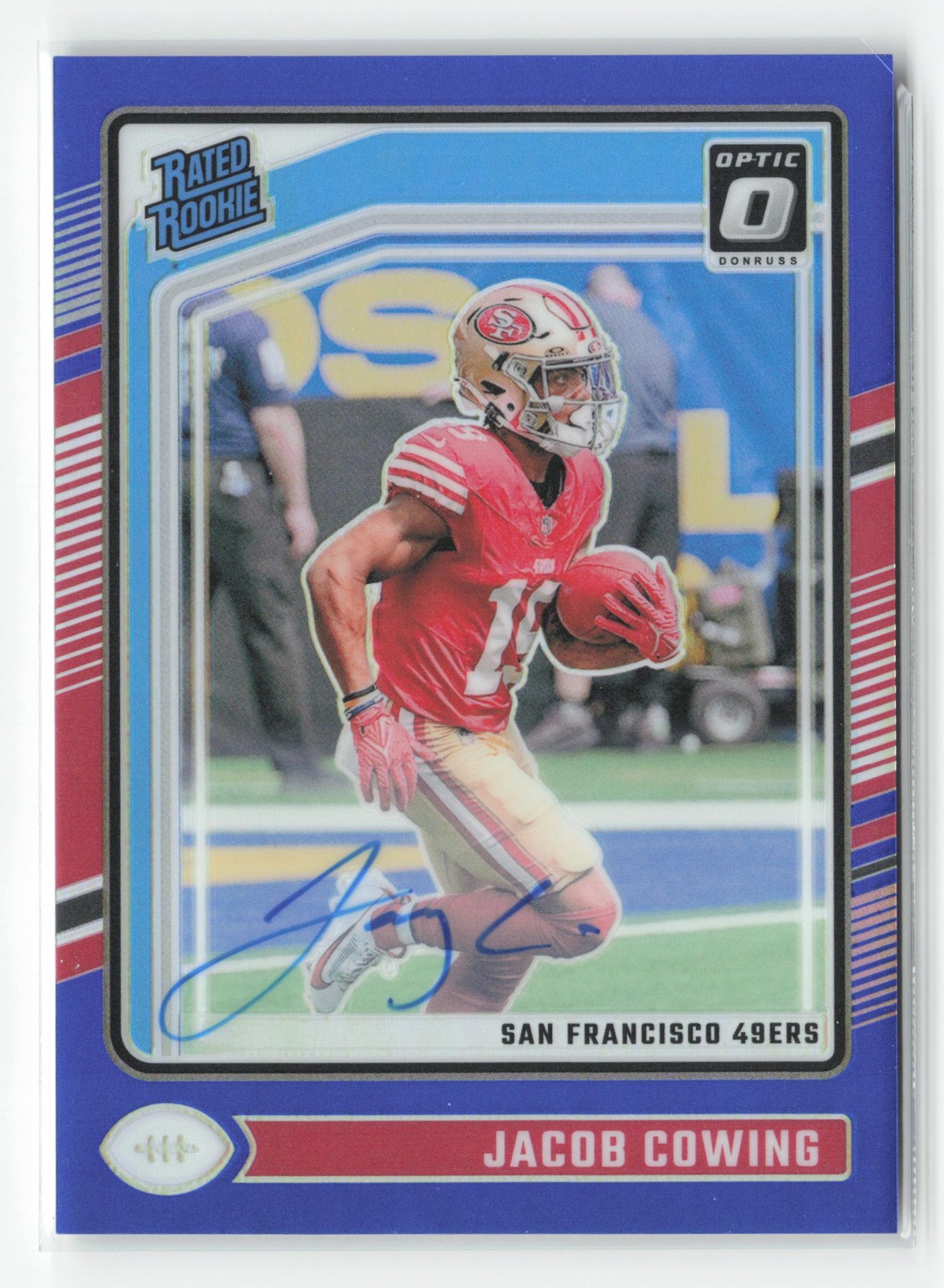 Jacob Cowing 2024 Donruss Optic #236 Rated Rookies Blue Auto #/99