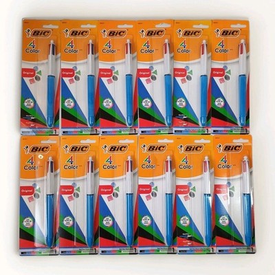 BIC Original 4 Color Retractable Ballpoint Pen Lot of 12 Black Blue Green Red