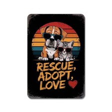 Rescue, Adopt, Love - Dog Cat - Animals Magnet