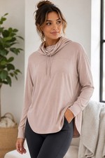 Apana Yoga Activewear Cowl Funnel Mock Turtleneck Pullover Shirt Women's Medium