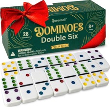 Dominos Set for Adults and Kids with Colored Dots   Double 6 Dominoes Set   C...