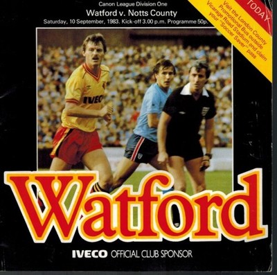 Program - Watford vs Notts County 1983