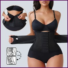 Women Adjustable Waist Trainer Neoprene Corset Double Belt Zipper Tummy Cincher