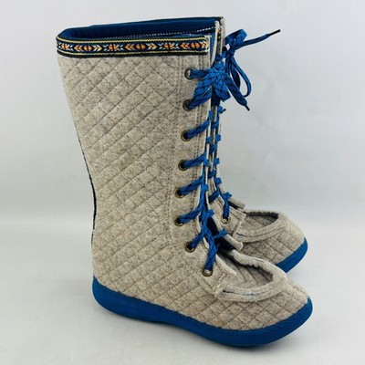 Nesna Polar Lobben Winter Boots Womens 39 US 8 Grey Wool Felt Lace Up Norwegian
