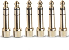 6Pcs Jack Gold-Plated 6.35mm Male to 3.5mm Female Plug Connector Audio Screw... 