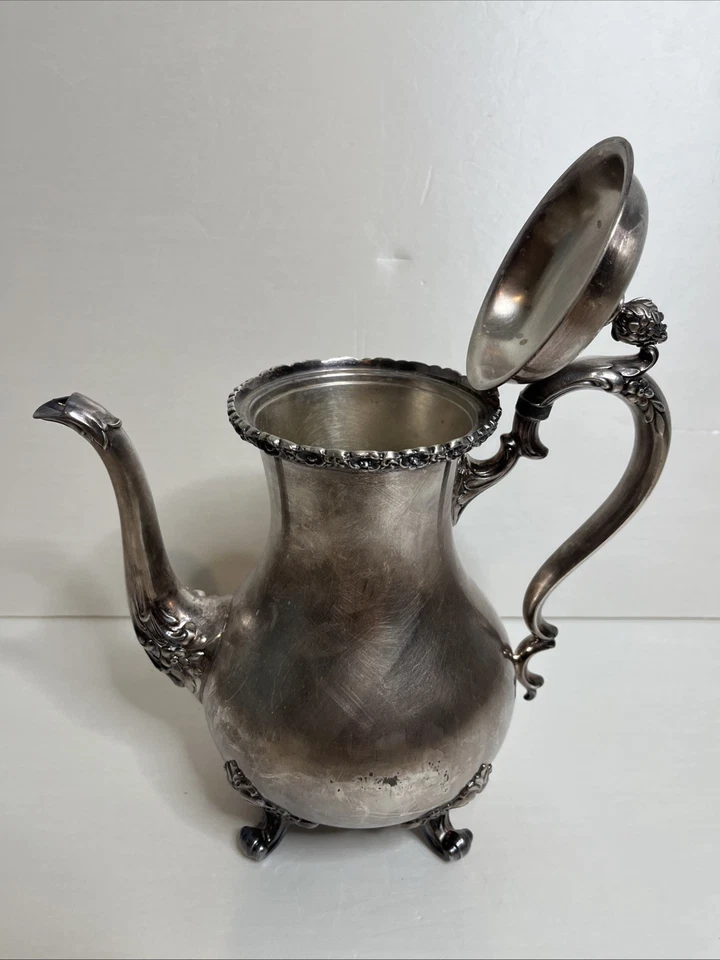 Bule de chá vintage Wilcox International prata Du Barry floral 7060 - Imagem 2 de 4