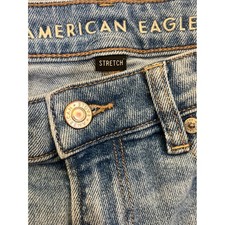 American Eagle Womens Mom Jean Light Wash Ripped Distressed Size 4 Long
