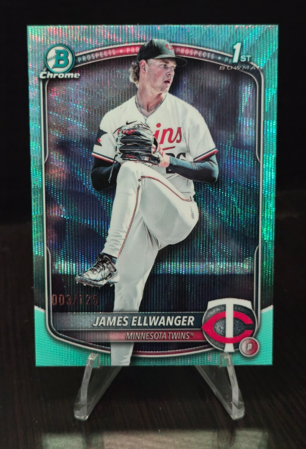 3/125 2025 Bowman Draft #BDC-164 James Ellwanger Chrome Aqua Reptilian Refractor