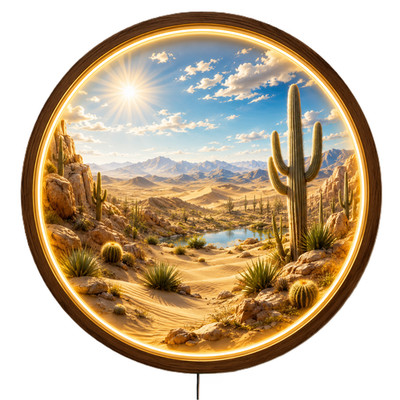 Sunlit Desert Horizon LED Wall Art | 3D Desert Landscape Light Decor