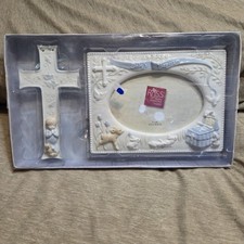 Russ Baby's Baptism Gift Set Blue Picture Frame Cross Religious Decor 25795