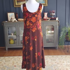 Vintage 90s Floral Midi Dress USA Rayon Coastal Cowgirl Sz 12