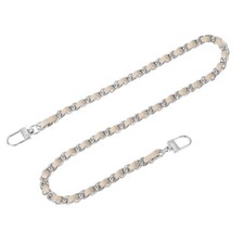 24" Purse Chain Strap with Buckles for Shoulder Beige  Silver 