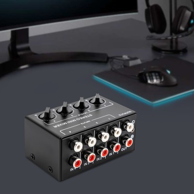4 Kanal Mini Passiv Stereo Audiomischer Cinch-Eingängen Mischer Audio Mixer
