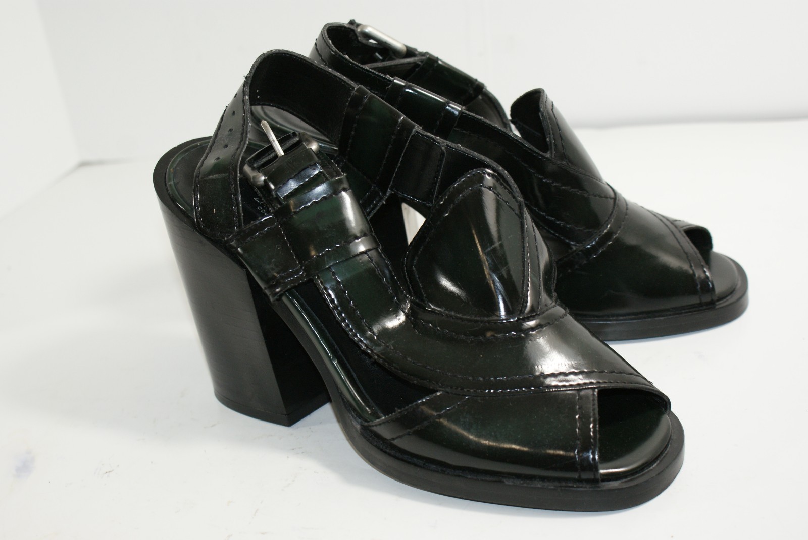 Zara Basic Collection Black Stack Heel Sandals Si… - image 2