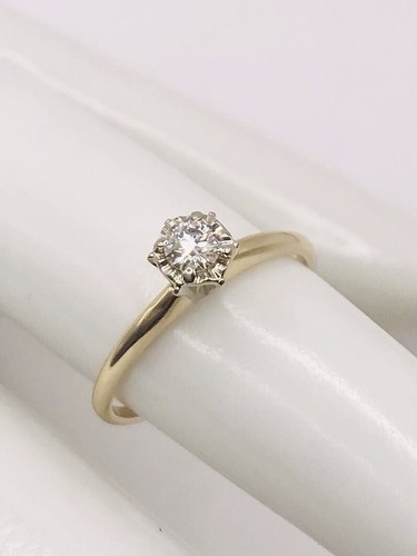 14k Yellow Gold Solitaire Natural Diamond Ring - Picture 3 of 7