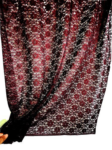 Vintage Purple Lace Floral Fabric 20" W -x 62" L - Picture 3 of 7