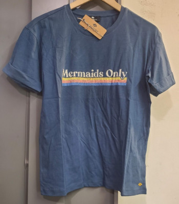 Sperry Ladies Blue T-Shirt 'Mermaids Only' with Folded Sleeves - Size: Medium
