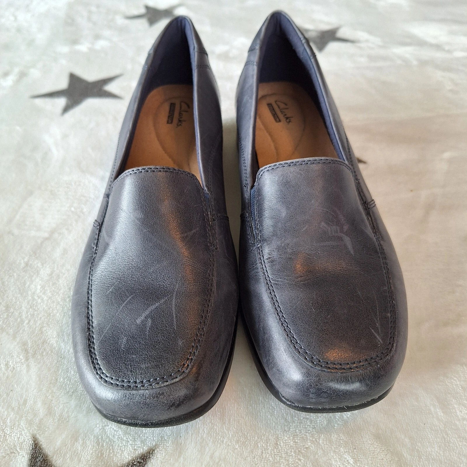 Mocassino Clarks Collection slip on pelle donna taglia 9 5M grigio casual comodo