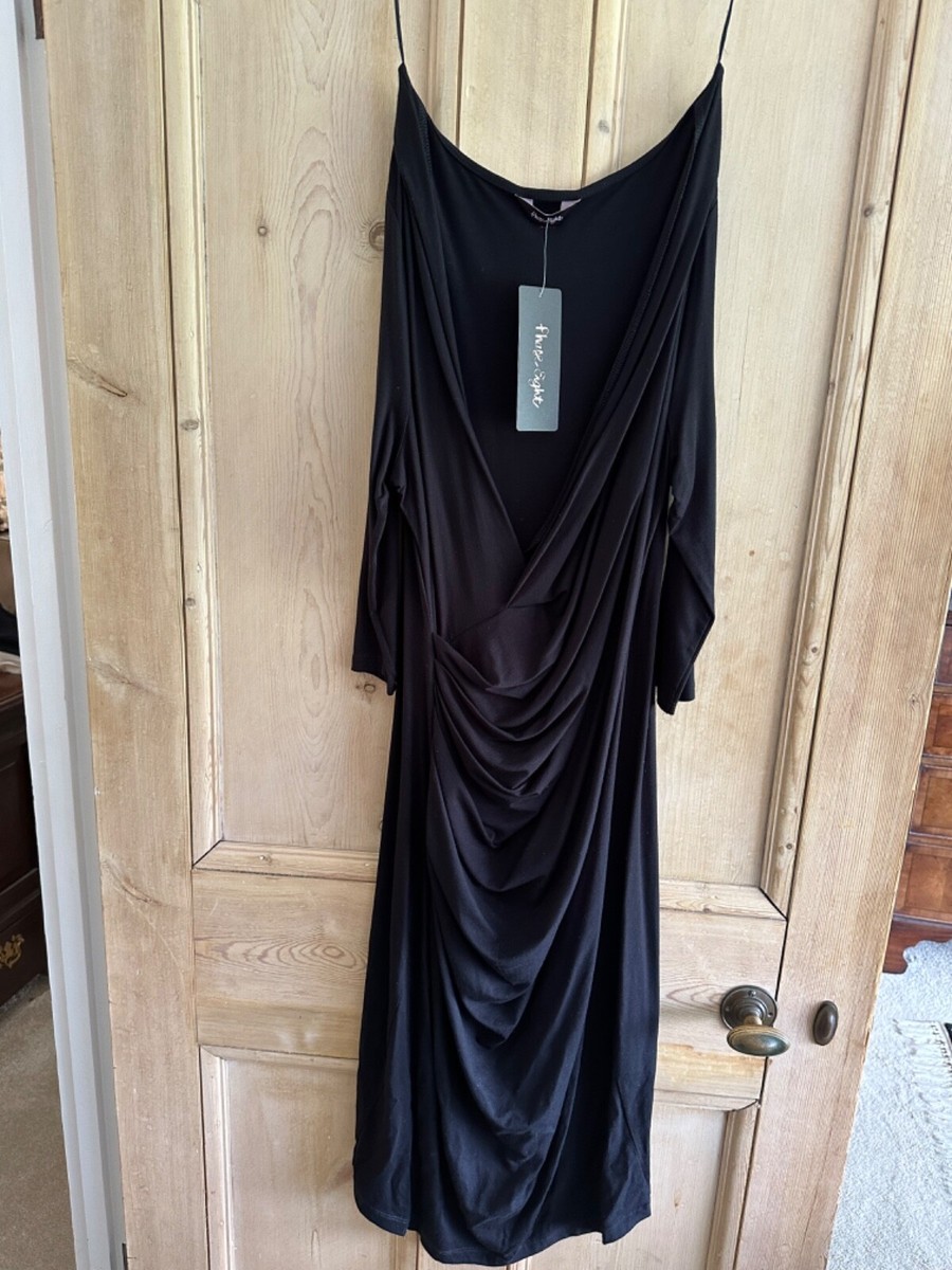 PHASE EIGHT Black Rhia Wrap Style Dress Size 16 Brand New UK