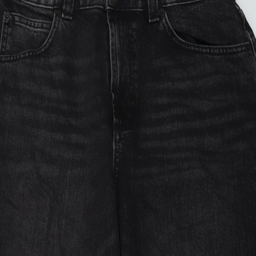 ASOS Womens Black Cotton Wide-Leg Jeans Size 30 in L26 in Regular Button - Picture 3 of 10
