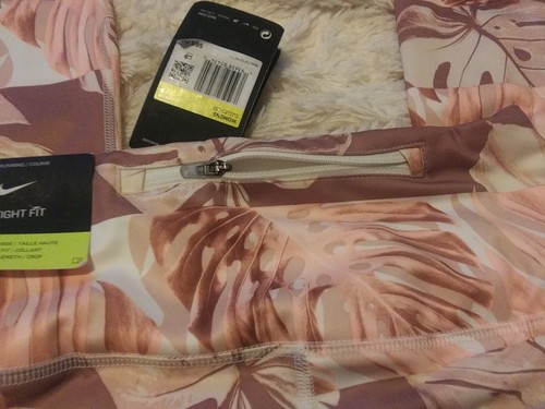 Nike Running Tights Womens Dri Fit Fast Run Crop High Rise Pink Floral(Small)NEW - Picture 8 of 12