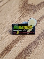 Philips Marathon “Last Up To 5 Years” Vintage Pin qv