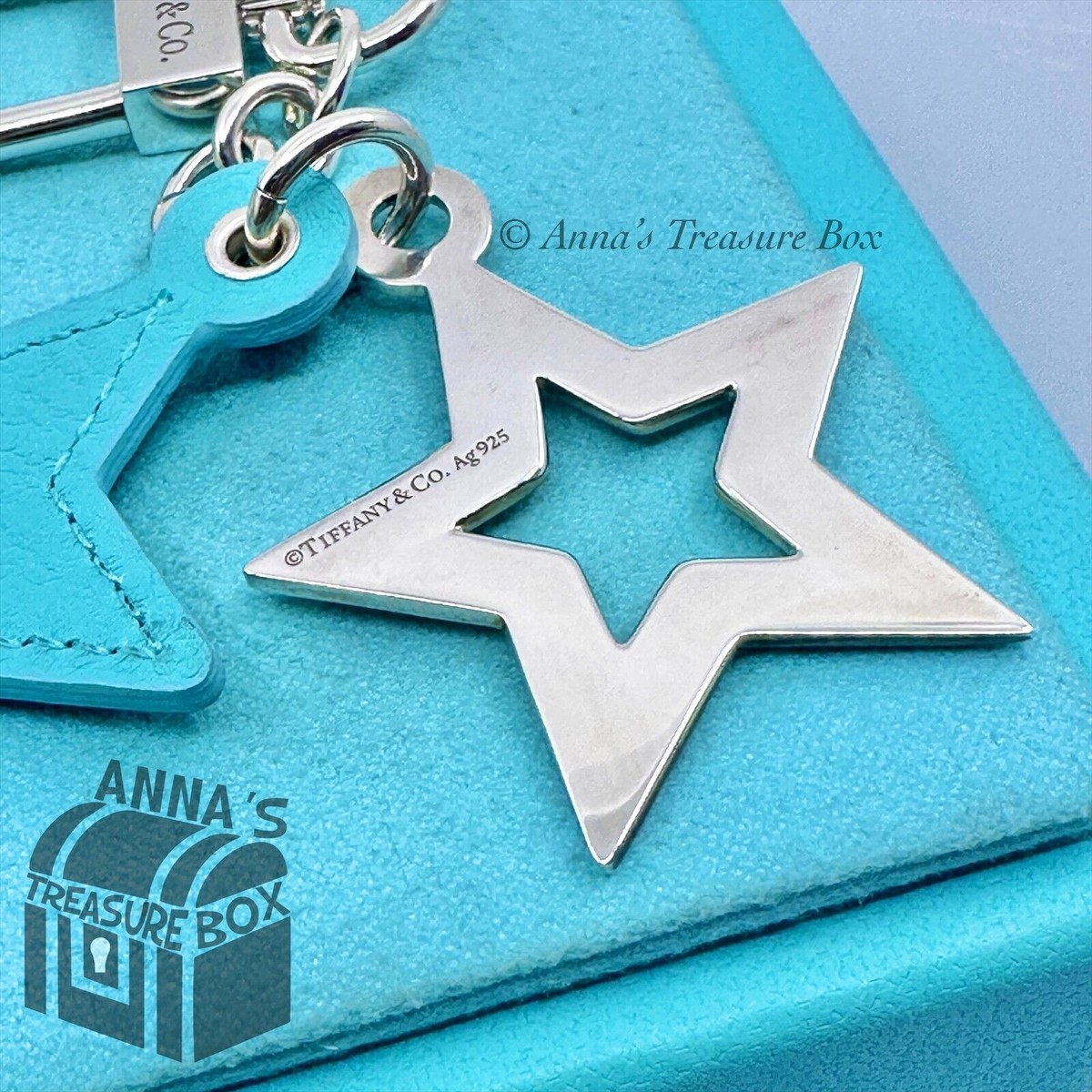 Tiffany & Co. 925 Silver And Blue Leather Star Key Holder