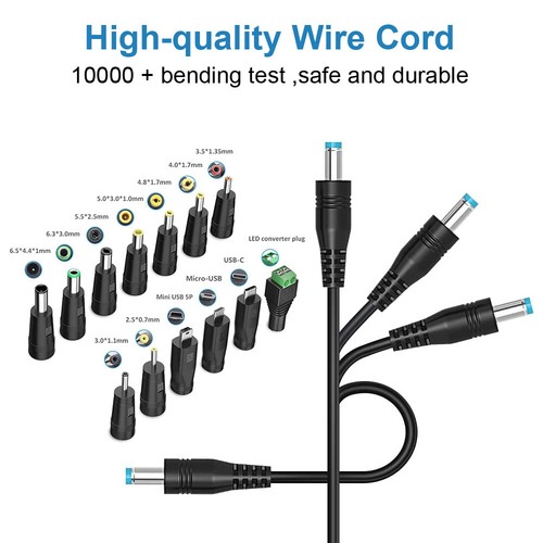 Universal USB to DC Charging Cord 5V 5.5x2.1mm Power Cable w/ 13pcs Adapter - Picture 7 of 12