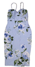 ASOS Womens Blue Floral Sweetheart Neck Spaghetti Strap Tie Empire Waist Dress 8