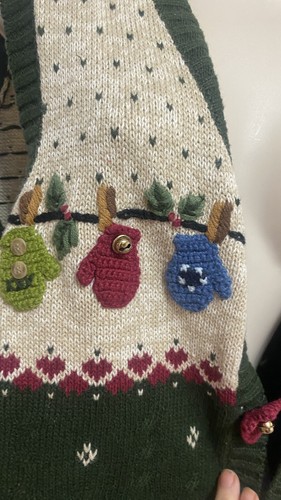 NWT Quacker Factory Vest Fall Winter Christmas Bells Mittens Leaves 1X Womens - Picture 8 of 15
