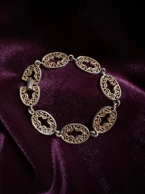 Stunning Vintage 7'' Link Bracelet  Ornate Scroll Pattern Estate Find!