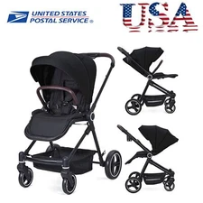 2-in-1 Convertible Baby Stroller Bassinet Stroller with Large Storage Basket USA