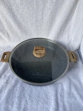 NATURAL ELEMENTS WOODSTONE  SPECKLED 14" WOK & GLASS LID PAN POT