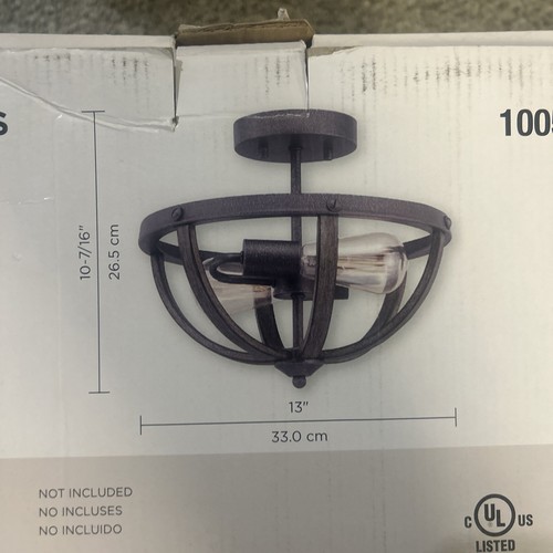 Progress Lighting Keowee 13 in. 2-Light Artisan Iron Semi-Flush Mount with Elm - Picture 4 of 4
