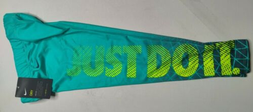 NIKE Dri-fit Girls Size 6X Hyper Jade JUST DO IT Athletic Leggings NEW - Picture 2 of 10