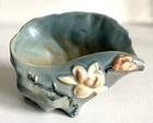 Vintage Roseville Pottery Magnolia Conch Shell Planter/Vase 453-6 Blue/Green