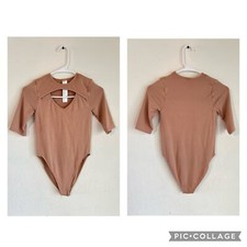 Fabletics Finley Cutout Seamless Desert Nude Beige Bodysuit Size Small