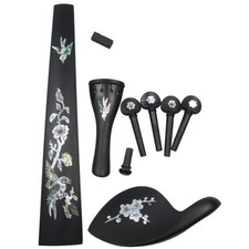 Ebony Violin Fingerboard Chinrest tailpiece Pegs Accessories inlay Pearl shell