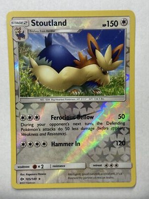Pokémon TCG Stoutland 105/149 - Sun & Moon - Rare Reverse Holo Card