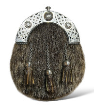 Men's Scottish Brown Sporran 3 Tassels Kilt Sporran With Chain Belt