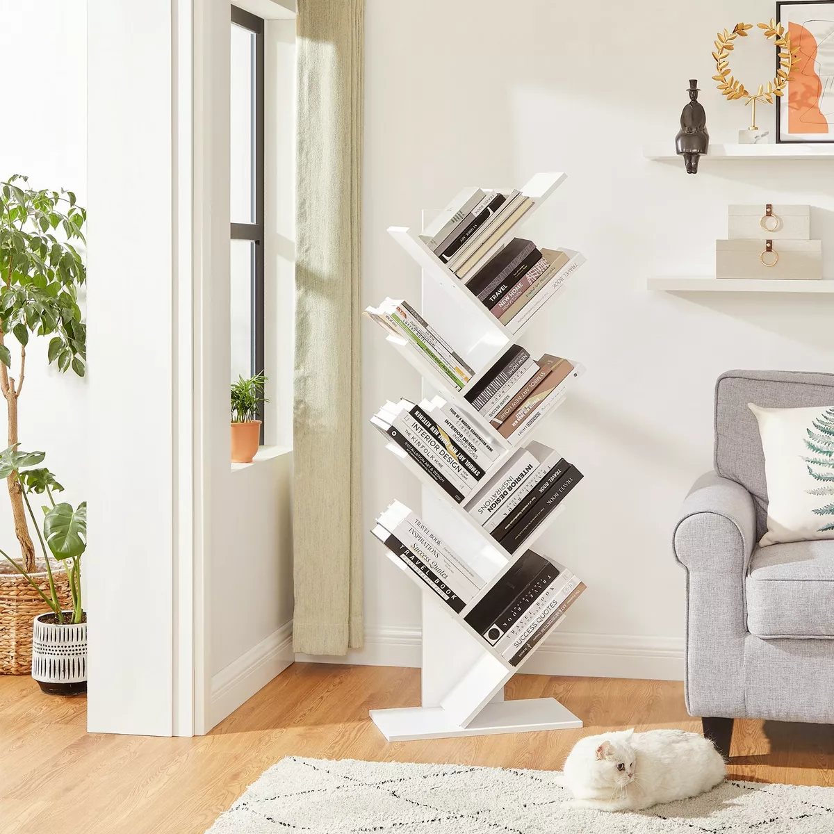 VASAGLE 8 Tier Tree Bookshelf Floor Standing Bookcase with