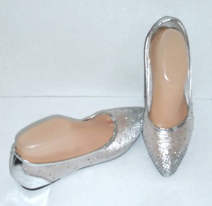 silver shiny flats