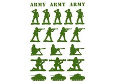 Army Men 21 pcs 1 Inch Green Fused Glass Decals